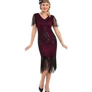 PrettyGuide Women's 1920s Flapper Dress Vintage Swing Fringed Gatsby Roaring 20s